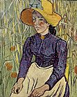 Vincent van Gogh Peasant Woman Against a Background of Wheat painting